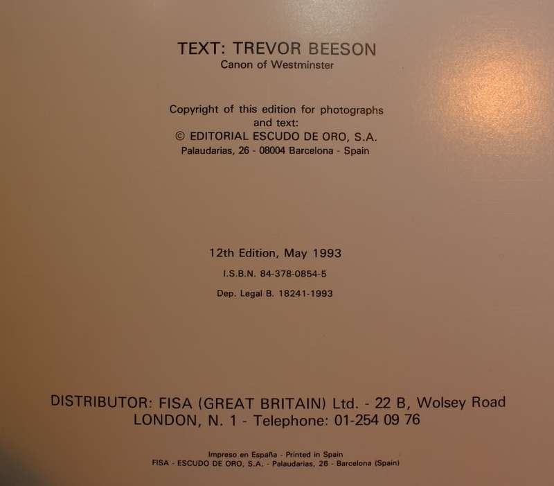 Westminster Abbey by Trevor Beeson Canon of Westminster Softcover Book