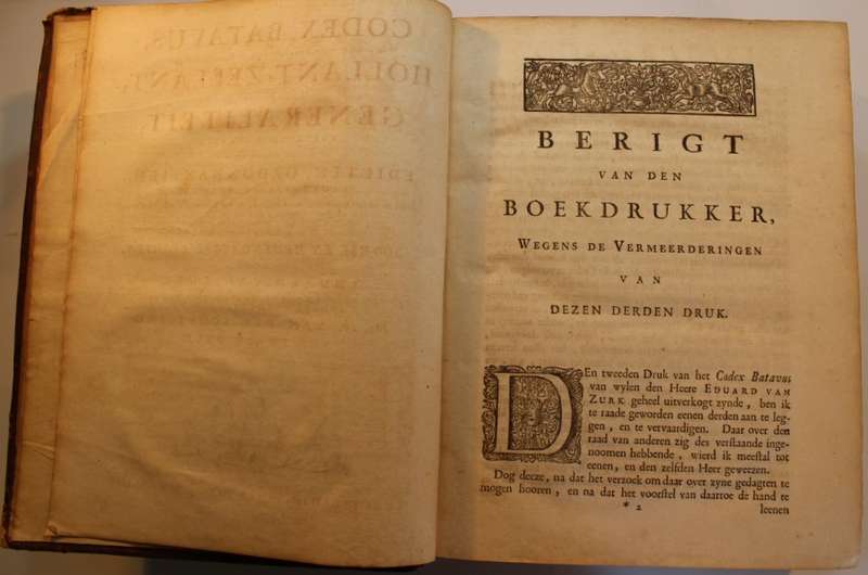 Codex Batavus by Eduard Van Zurk Third Edition 1738 Hardcover Book