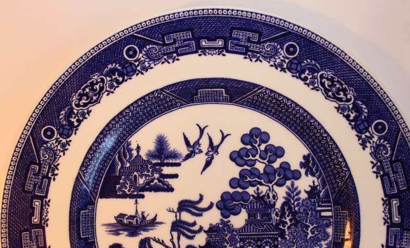 Pair of George Jones and Sons Willow Blue Bone China Plate.