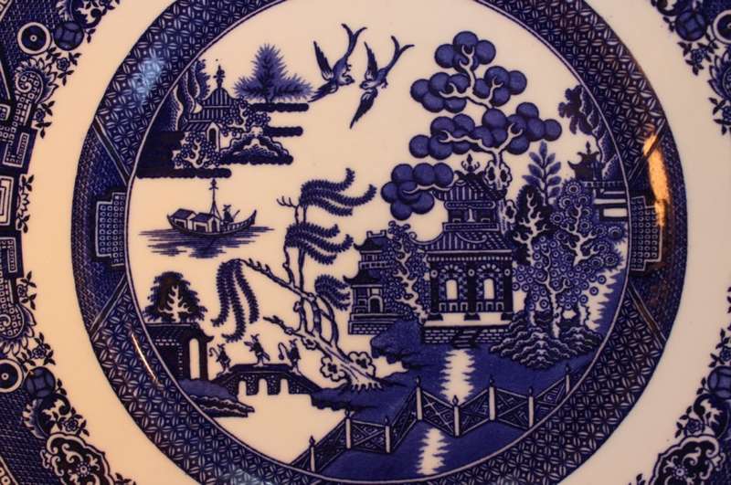 Pair of George Jones and Sons Willow Blue Bone China Plate.
