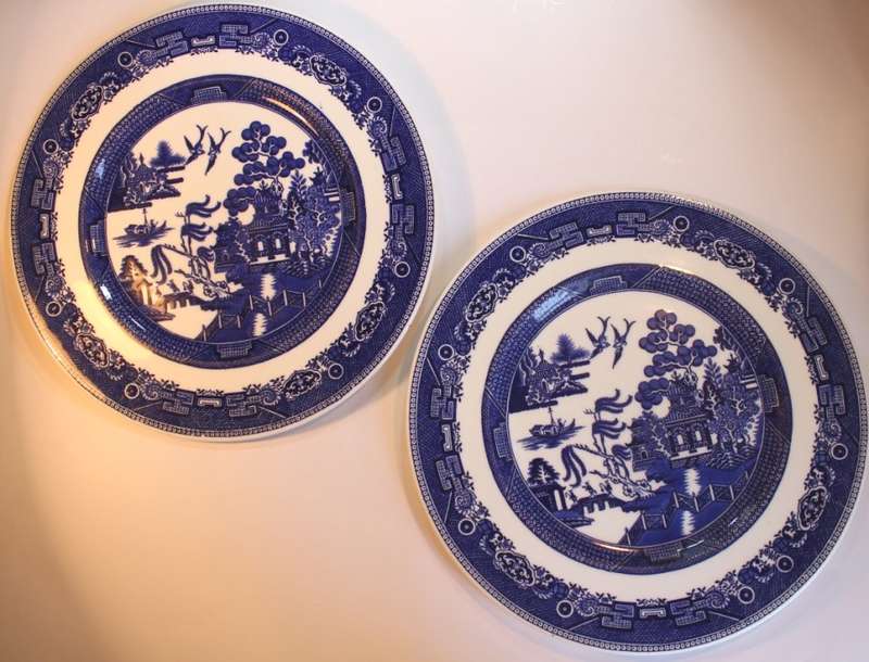 Pair of George Jones and Sons Willow Blue Bone China Plate.