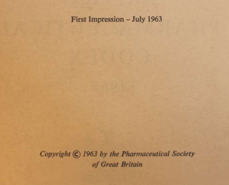 British Pharmaceutical Codex First Impression 1963 Hardcover Book