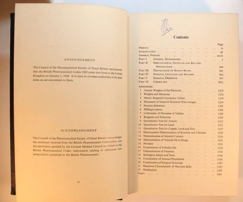 British Pharmaceutical Codex First Impression 1963 Hardcover Book