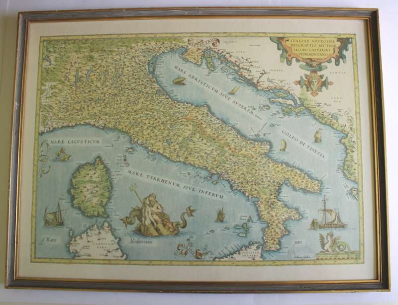 Map of Italiae Novissima Descriptio Iacobo Castaldo Pedemontano By Ortelius Reproduction