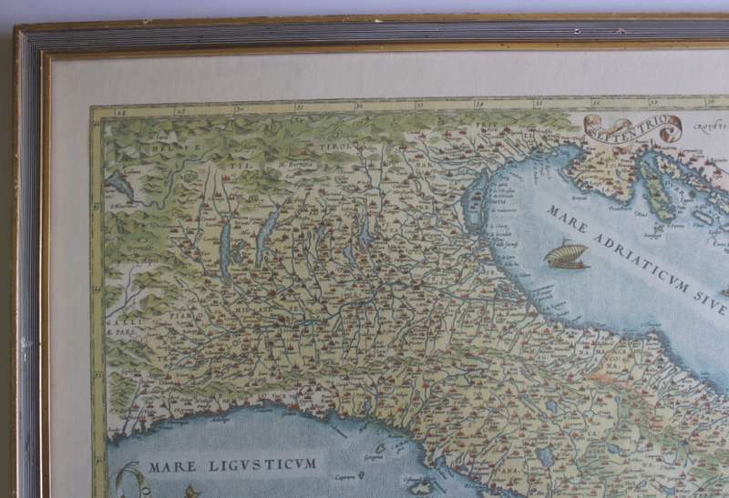 Map of Italiae Novissima Descriptio Iacobo Castaldo Pedemontano By Ortelius Reproduction