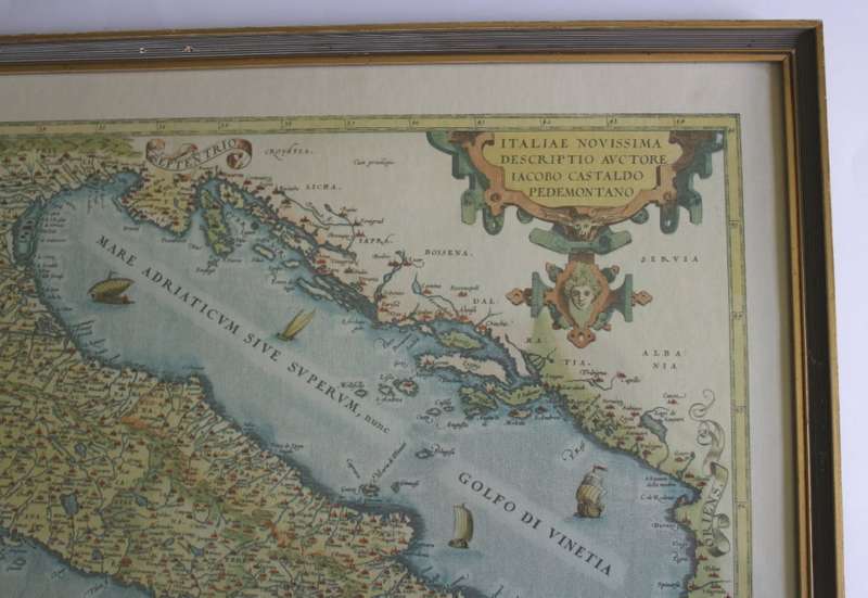 Map of Italiae Novissima Descriptio Iacobo Castaldo Pedemontano By Ortelius Reproduction