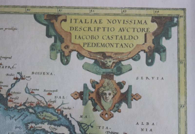 Map of Italiae Novissima Descriptio Iacobo Castaldo Pedemontano By Ortelius Reproduction