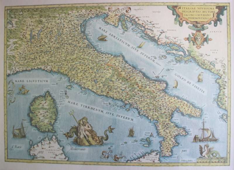 Map of Italiae Novissima Descriptio Iacobo Castaldo Pedemontano By Ortelius Reproduction
