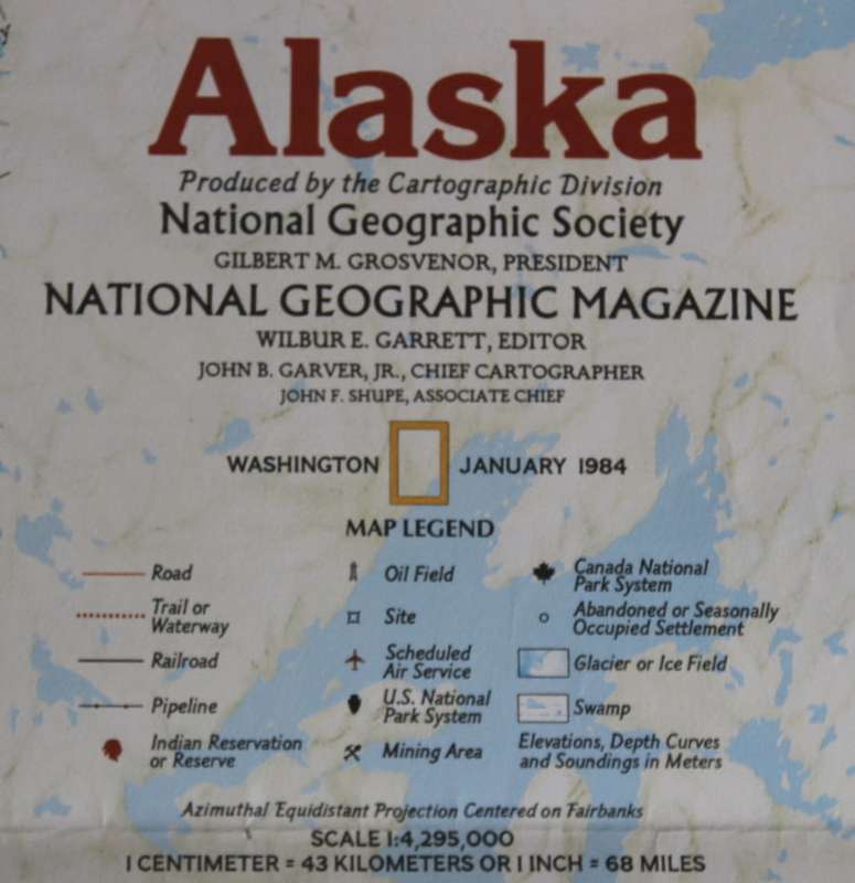 National Geographic Folded Map of Alaska January 1984