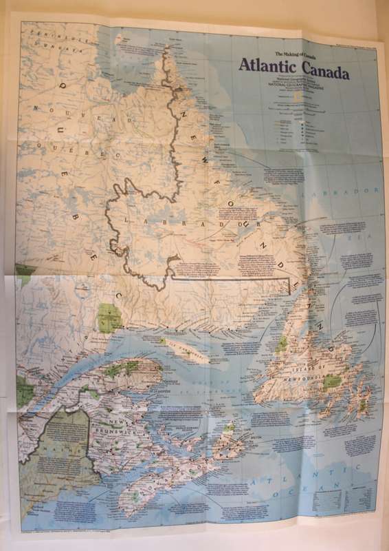 National Geographic Folded Map of Atlantic Canada October 1993.