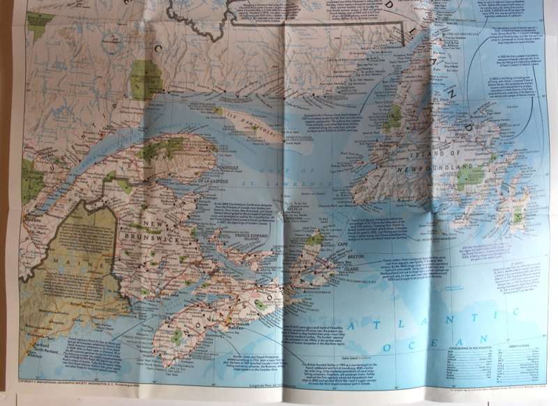 National Geographic Folded Map of Atlantic Canada October 1993.