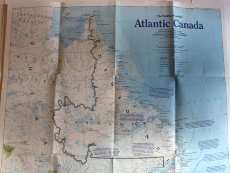 National Geographic Folded Map of Atlantic Canada October 1993.