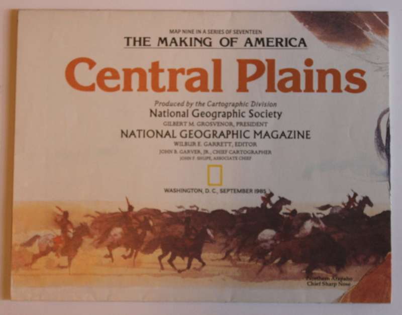 National Geographic Folded Map of The Central Plains of the USA September 1985
