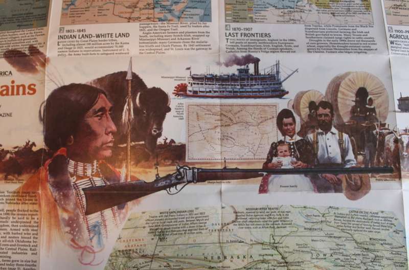 National Geographic Folded Map of The Central Plains of the USA September 1985