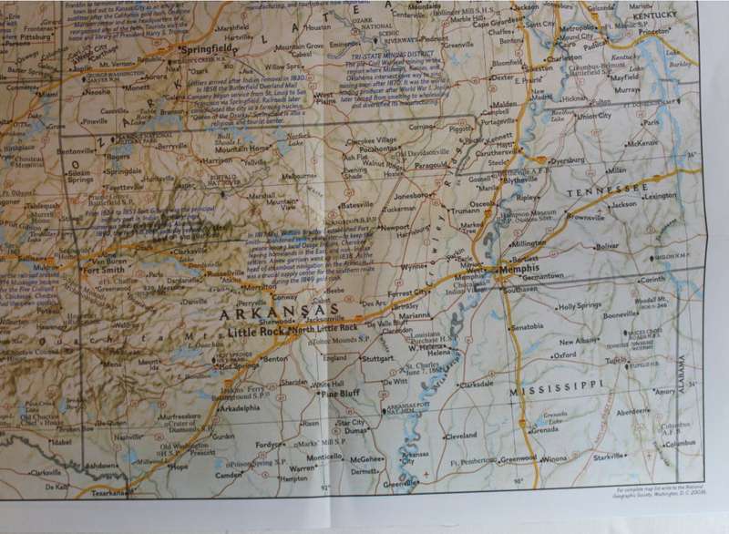 National Geographic Folded Map of The Central Plains of the USA September 1985