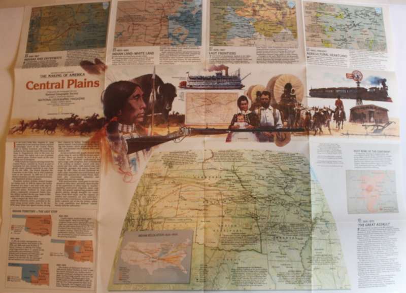 National Geographic Folded Map of The Central Plains of the USA September 1985
