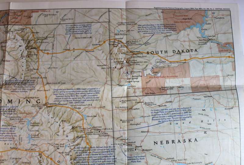 National Geographic Folded Map of the Central Rockies August 1984