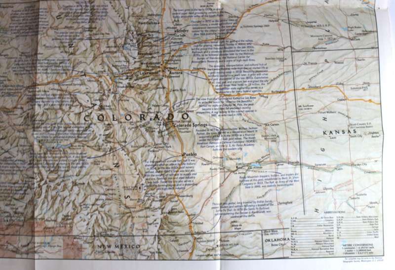 National Geographic Folded Map of the Central Rockies August 1984