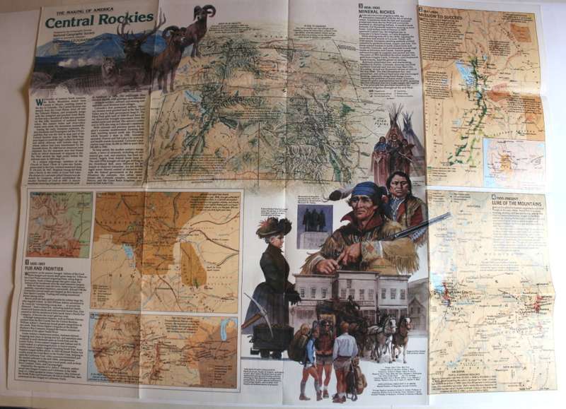 National Geographic Folded Map of the Central Rockies August 1984