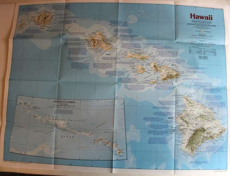 National Geographic Folded Map of Hawaii November 1983