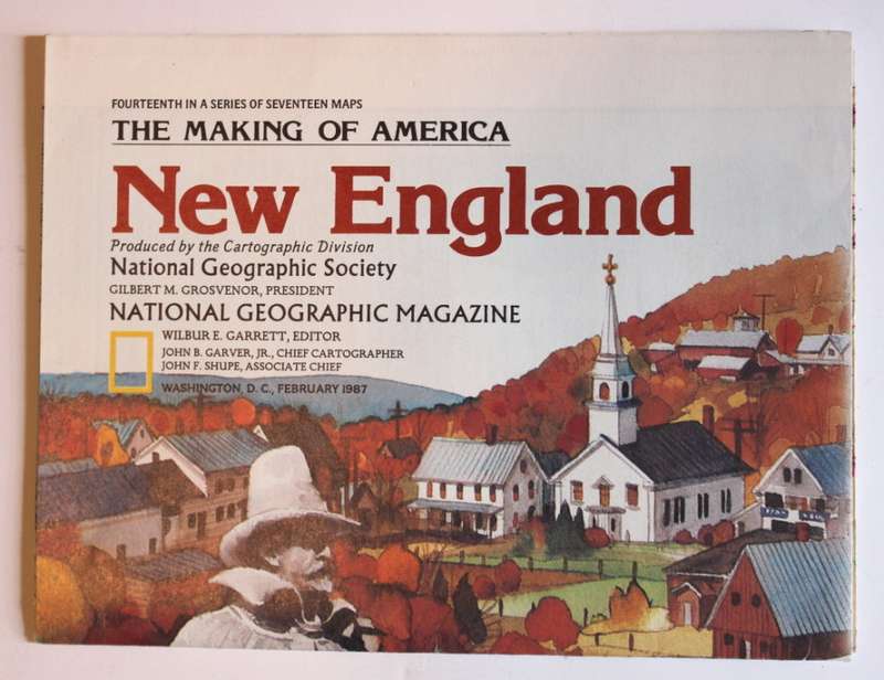 National Geographic Folded Map of New England February 1987