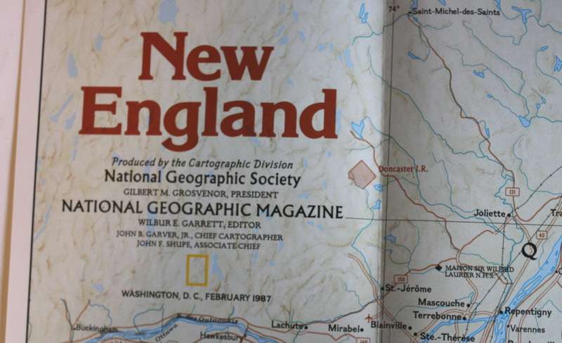 National Geographic Folded Map of New England February 1987