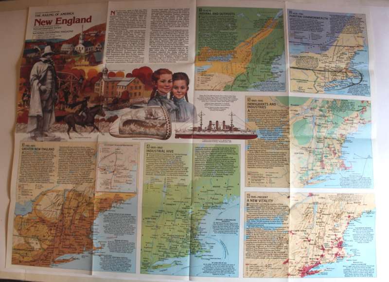 National Geographic Folded Map of New England February 1987