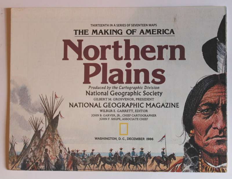 National Geographic Folded Map of the Northern Plains of the USA December 1986