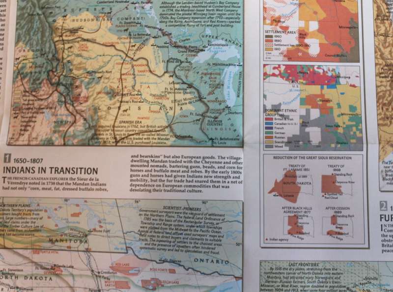 National Geographic Folded Map of the Northern Plains of the USA December 1986