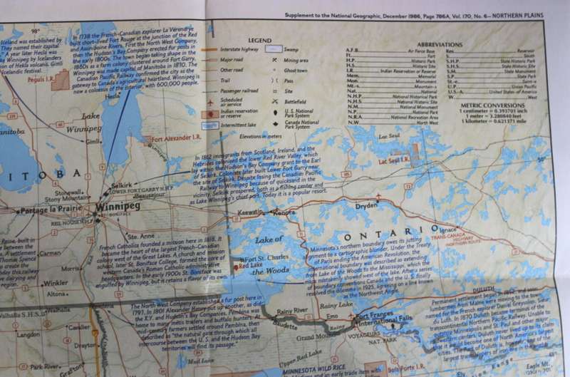 National Geographic Folded Map of the Northern Plains of the USA December 1986