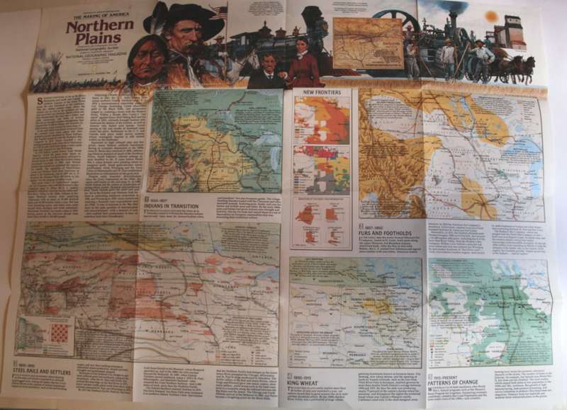 National Geographic Folded Map of the Northern Plains of the USA December 1986