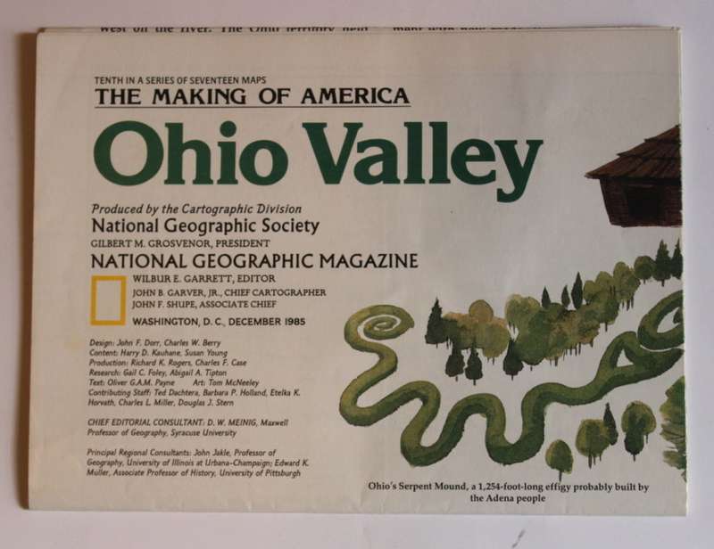 National Geographic Folded Map of the Ohio Valley December 1985