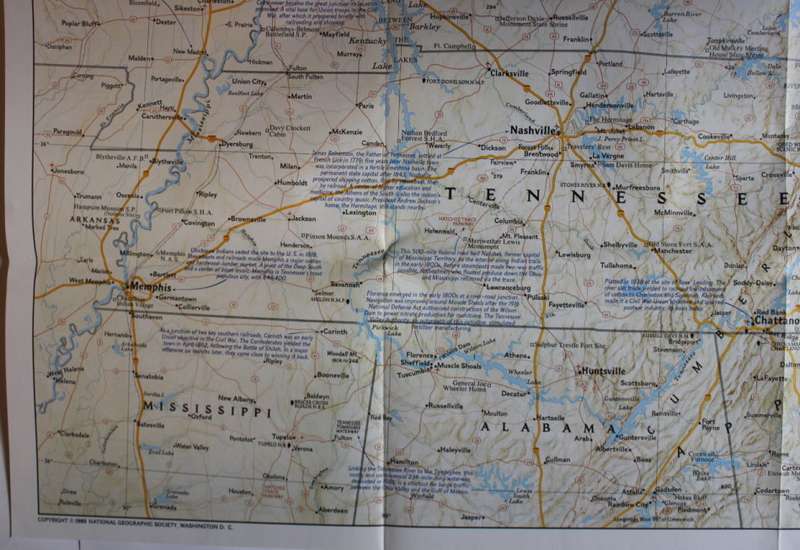 National Geographic Folded Map of the Ohio Valley December 1985