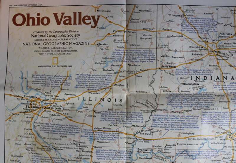 National Geographic Folded Map of the Ohio Valley December 1985