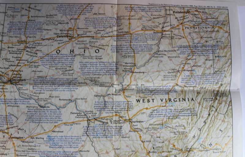 National Geographic Folded Map of the Ohio Valley December 1985