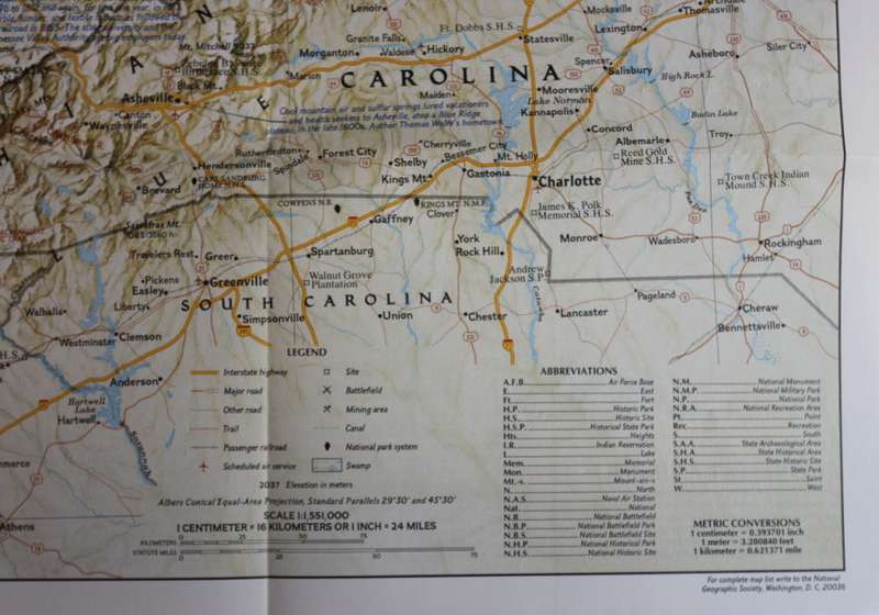 National Geographic Folded Map of the Ohio Valley December 1985