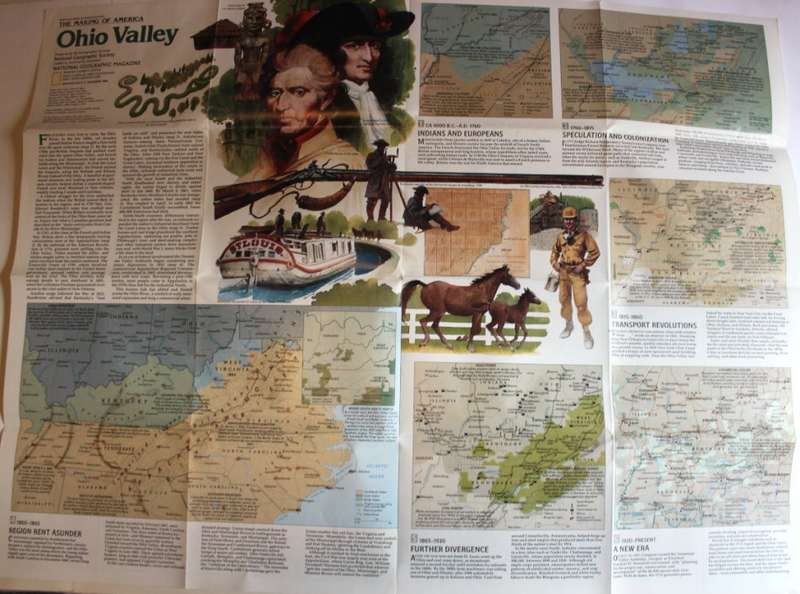 National Geographic Folded Map of the Ohio Valley December 1985