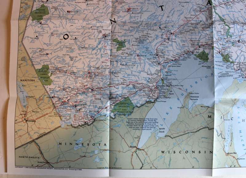National Geographic Folded Map of Ontario June 1996
