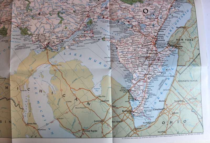 National Geographic Folded Map of Ontario June 1996