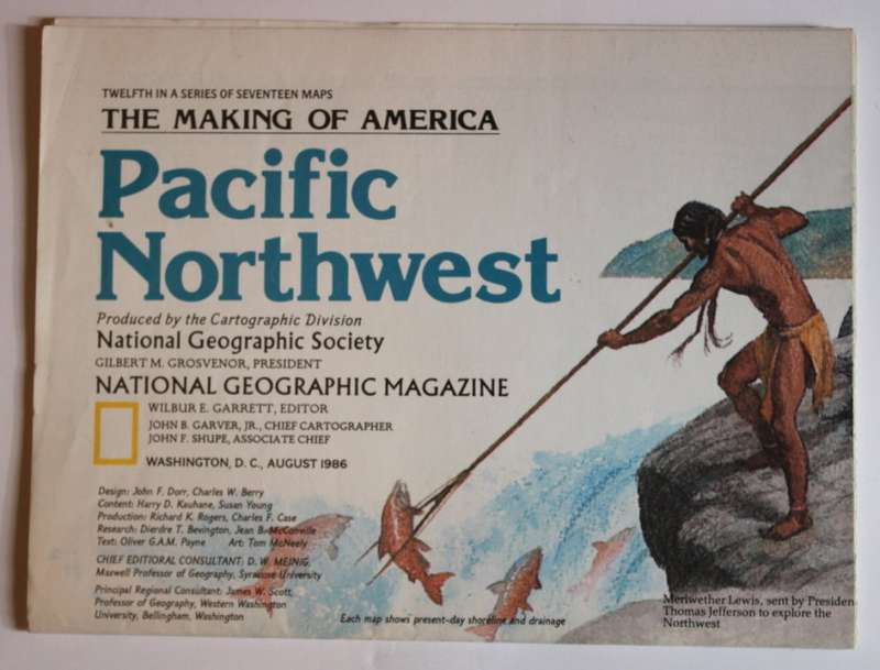 National Geographic Folded Map of the Pacific Northwest August 1986
