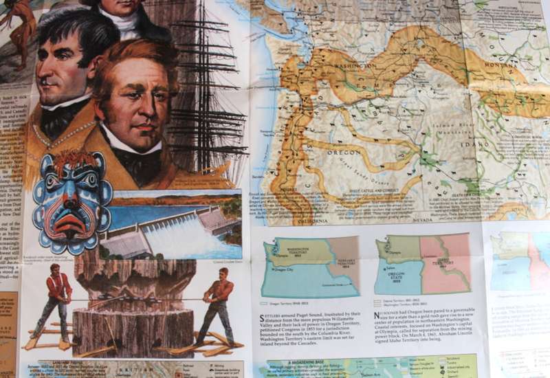 National Geographic Folded Map of the Pacific Northwest August 1986