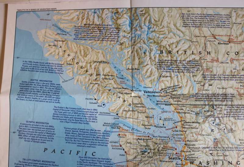 National Geographic Folded Map of the Pacific Northwest August 1986