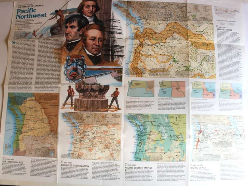 National Geographic Folded Map of the Pacific Northwest August 1986