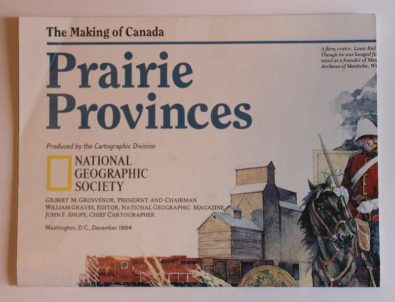 National Geographic Folded Map of the Prairie Provinces of Canada December 1994
