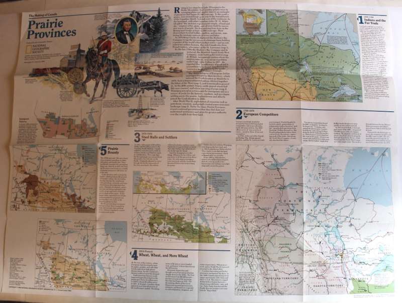 National Geographic Folded Map of the Prairie Provinces of Canada December 1994