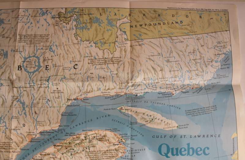 National Geographic Folded Map of Quebec March 1991
