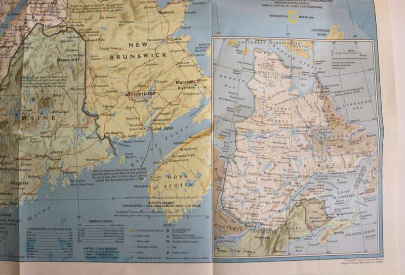 National Geographic Folded Map of Quebec March 1991