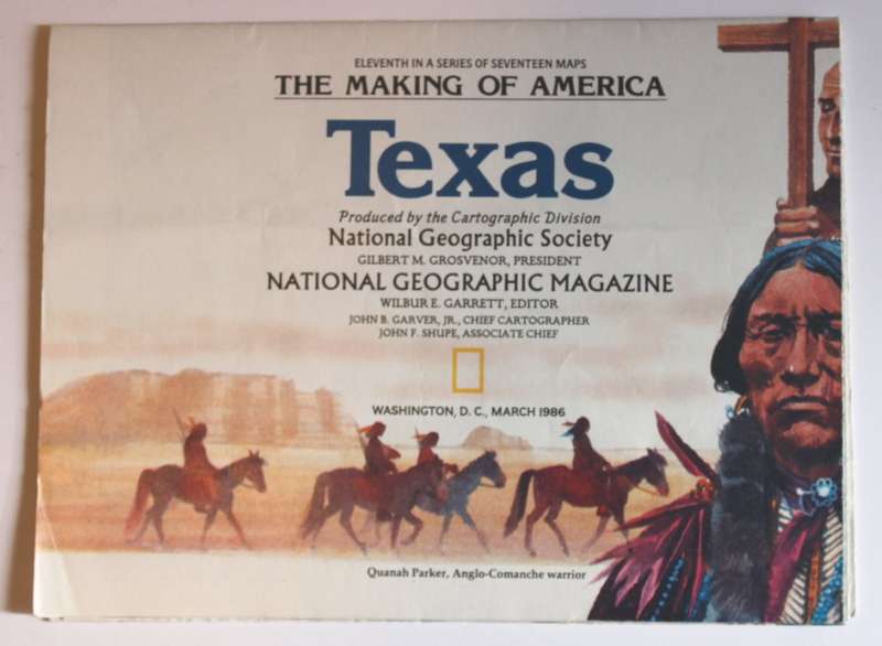 National Geographic Folded Map of Texas March 1986