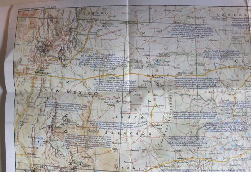 National Geographic Folded Map of Texas March 1986