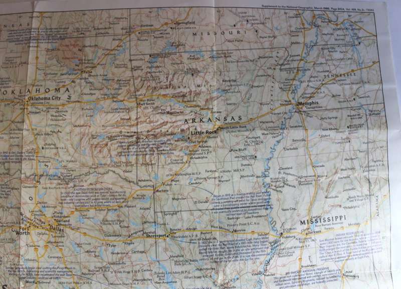 National Geographic Folded Map of Texas March 1986